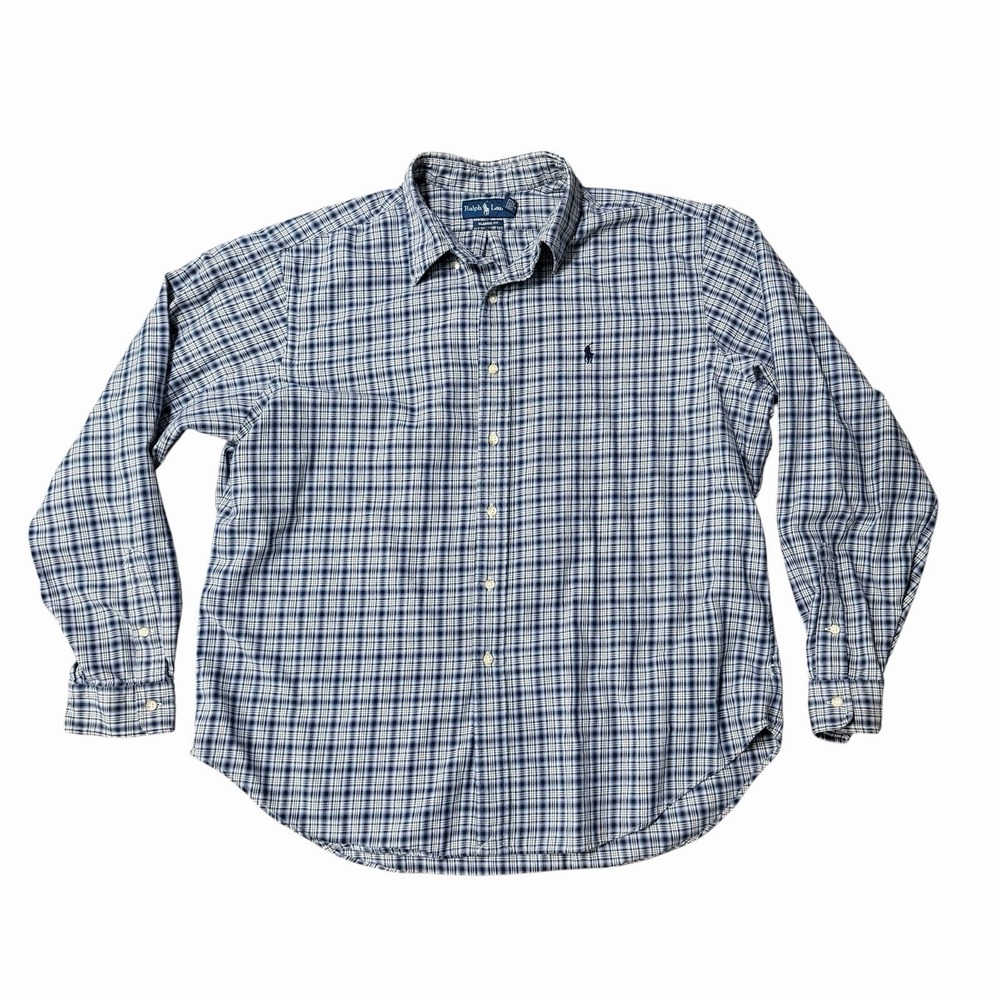 Polo‎ Ralph Lauren Button Up Shirt Men Size XXL Classic Fit Plaid Cotton Vintage
